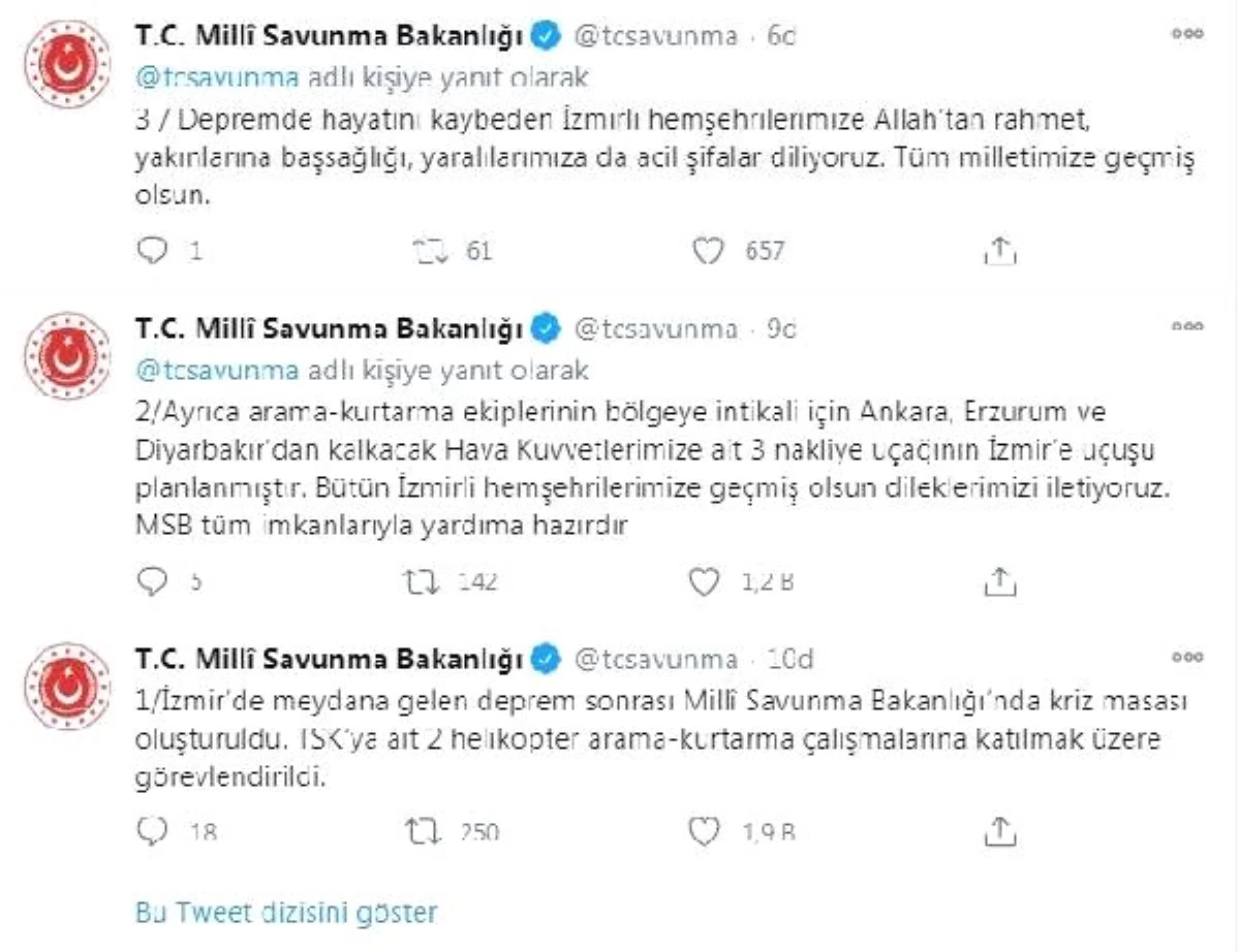 MSB: "TSK\'ya ait 2 helikopter arama kurtarma çalışmalarına katılmak üzere görevlendirildi"