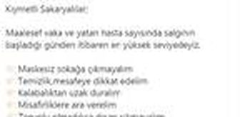 Sakarya Valisi Kaldırım: Zorunda olmadıkça dışarı çıkmayın