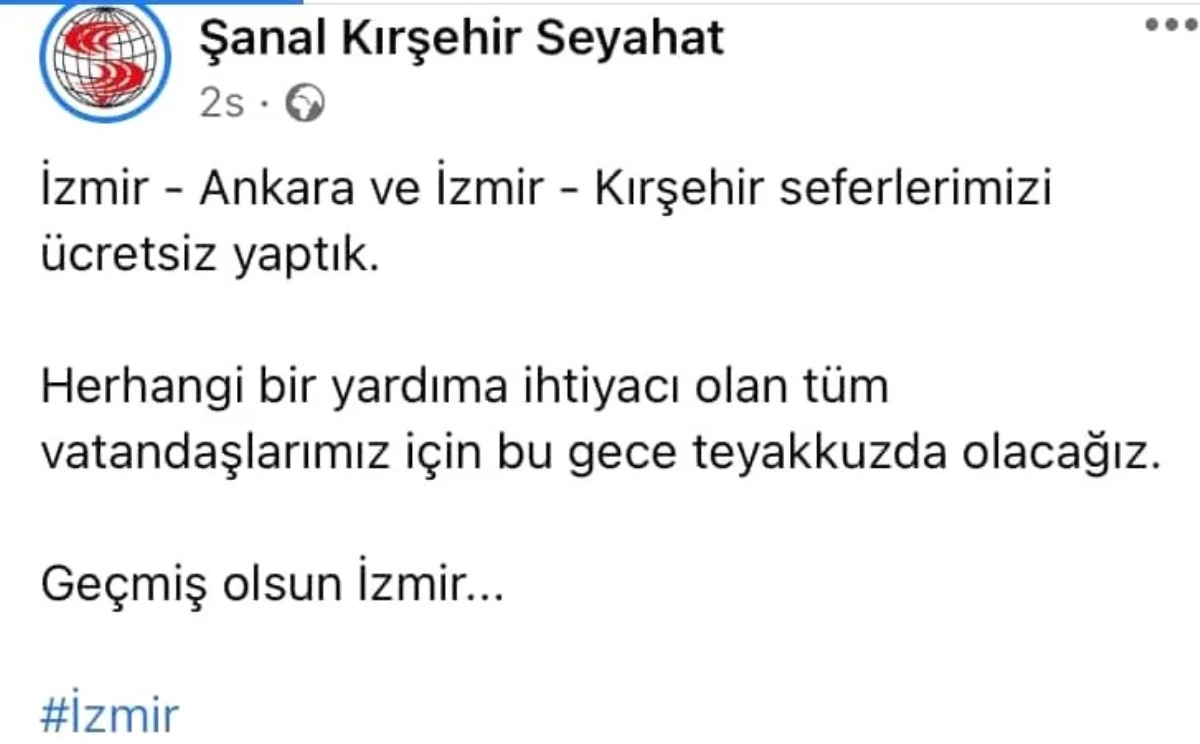 Kırşehir\'de otobüs firması İzmir seferlerini ücretsiz yaptı