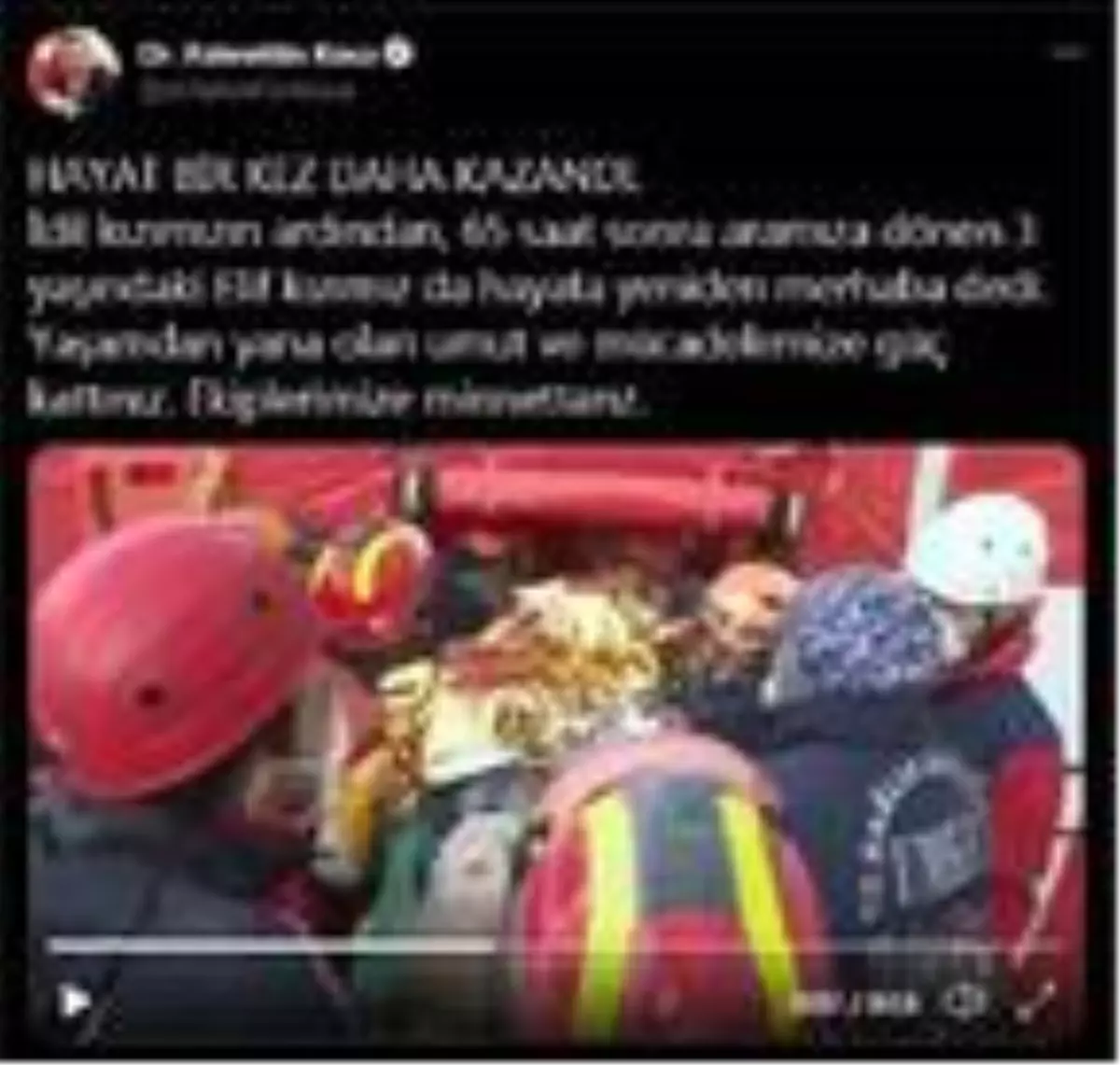 Bakan Koca\'dan \'Elif\' paylaşımı: Hayat bir kez daha kazandı