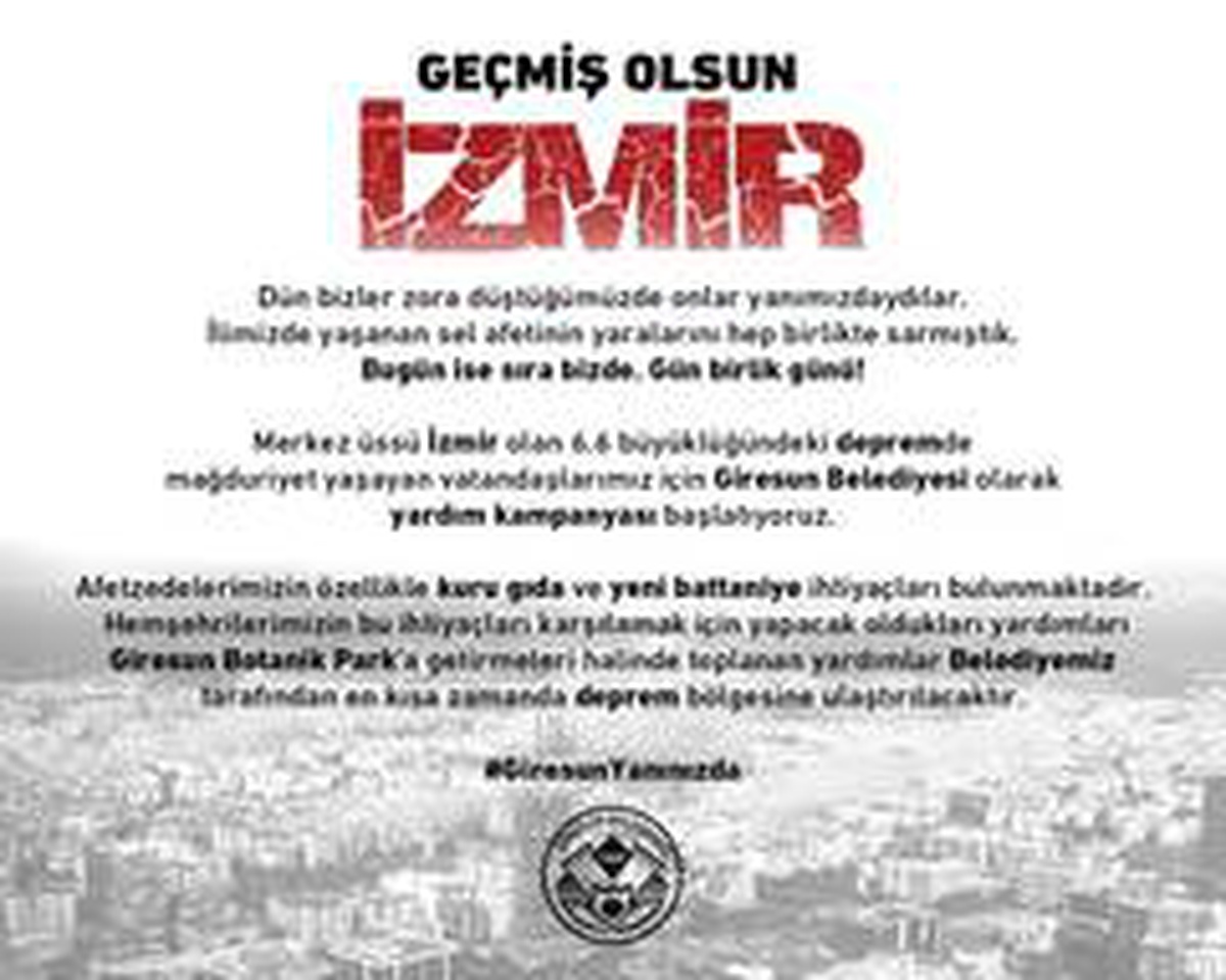 Giresun Belediyesi, İzmir için yardım kampanyası başlattı