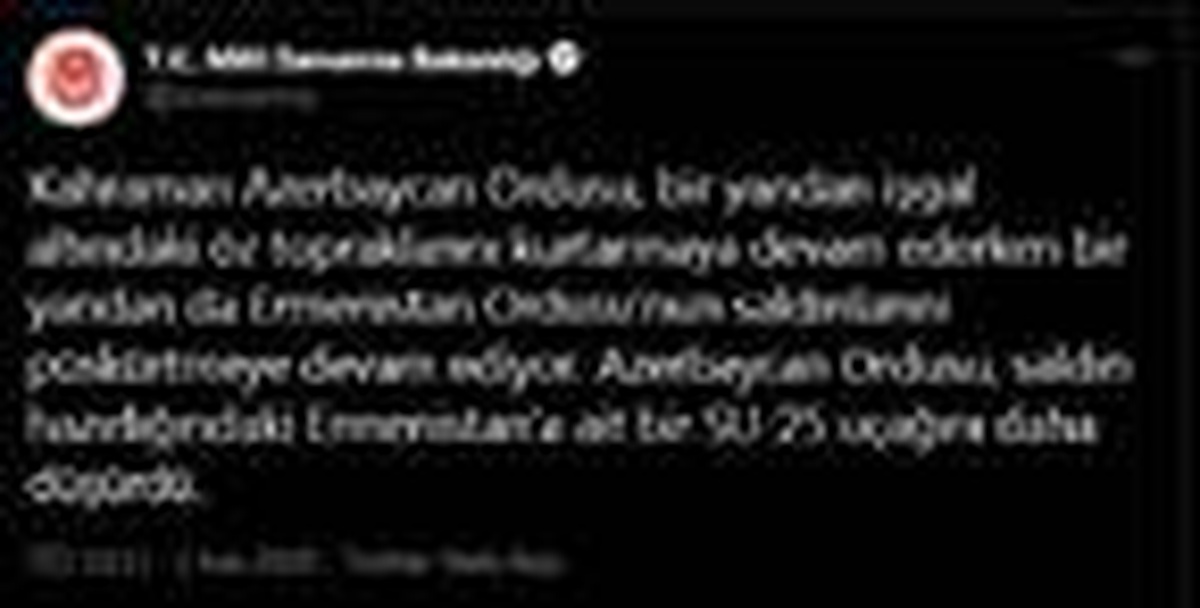 MSB: Azerbaycan Ordusu Ermenistan\'a ait SU-25 uçağını düşürdü