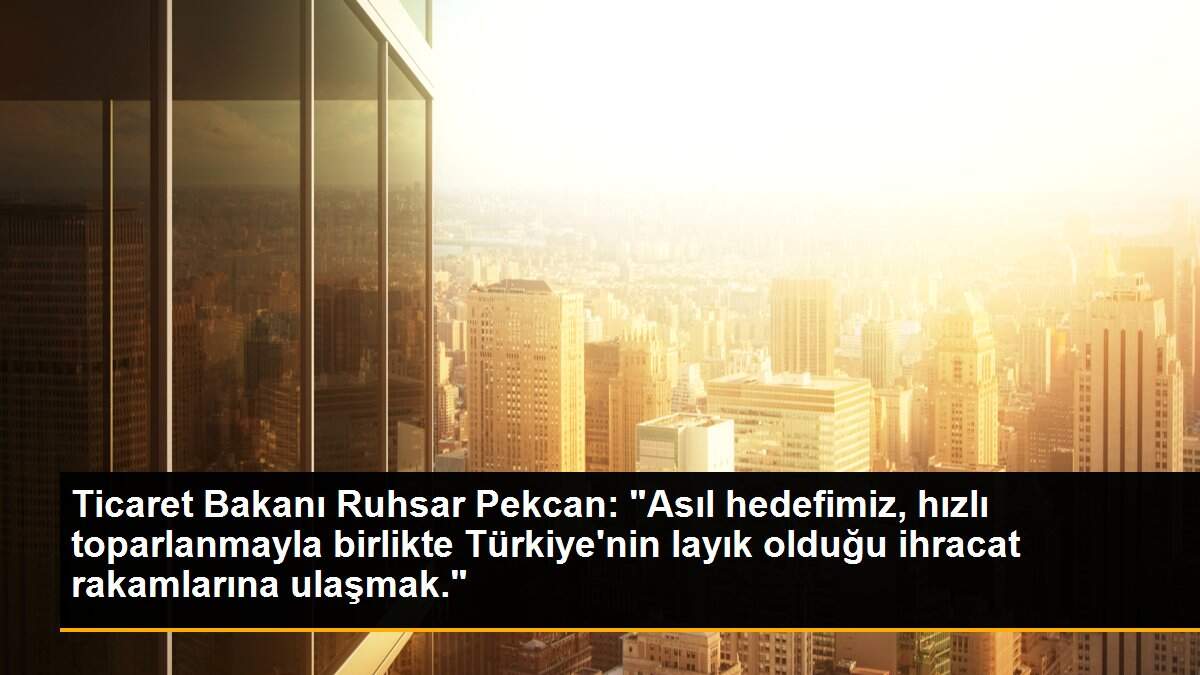 Ticaret Bakanı Ruhsar Pekcan: "Asıl hedefimiz, hızlı toparlanmayla birlikte Türkiye\'nin layık olduğu ihracat rakamlarına ulaşmak."