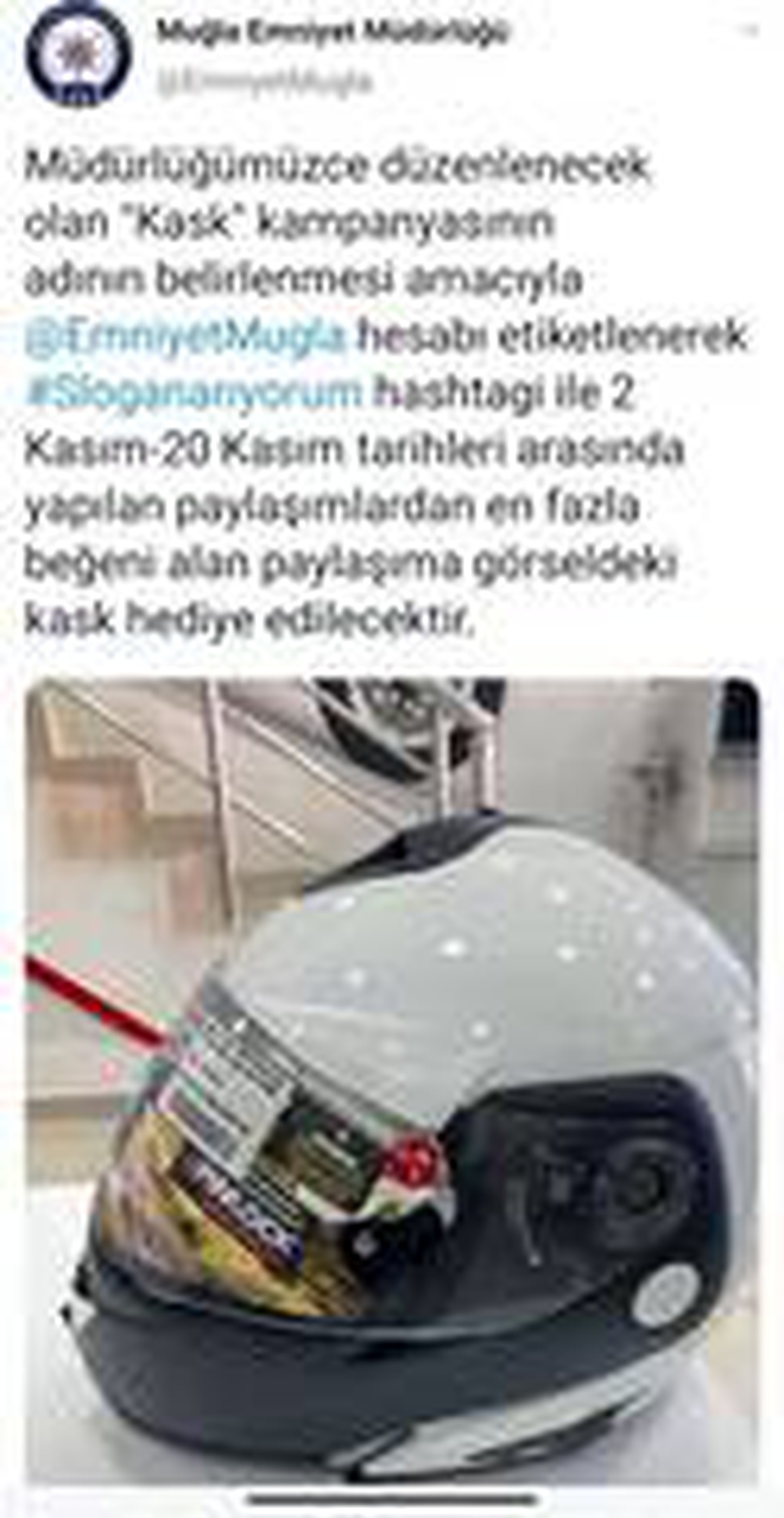Muğla Emniyetinden Kask slogan yarışması