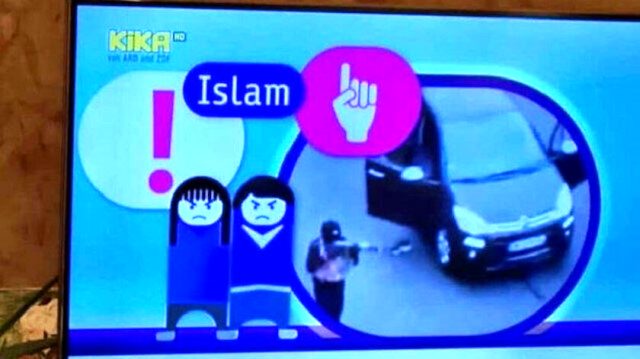 Almanya'da yayın yapan çocuk kanalından skandal paylaşım! İslam'ı asık suratlı insanlar ve silahlı teröristle bağdaştırdılar