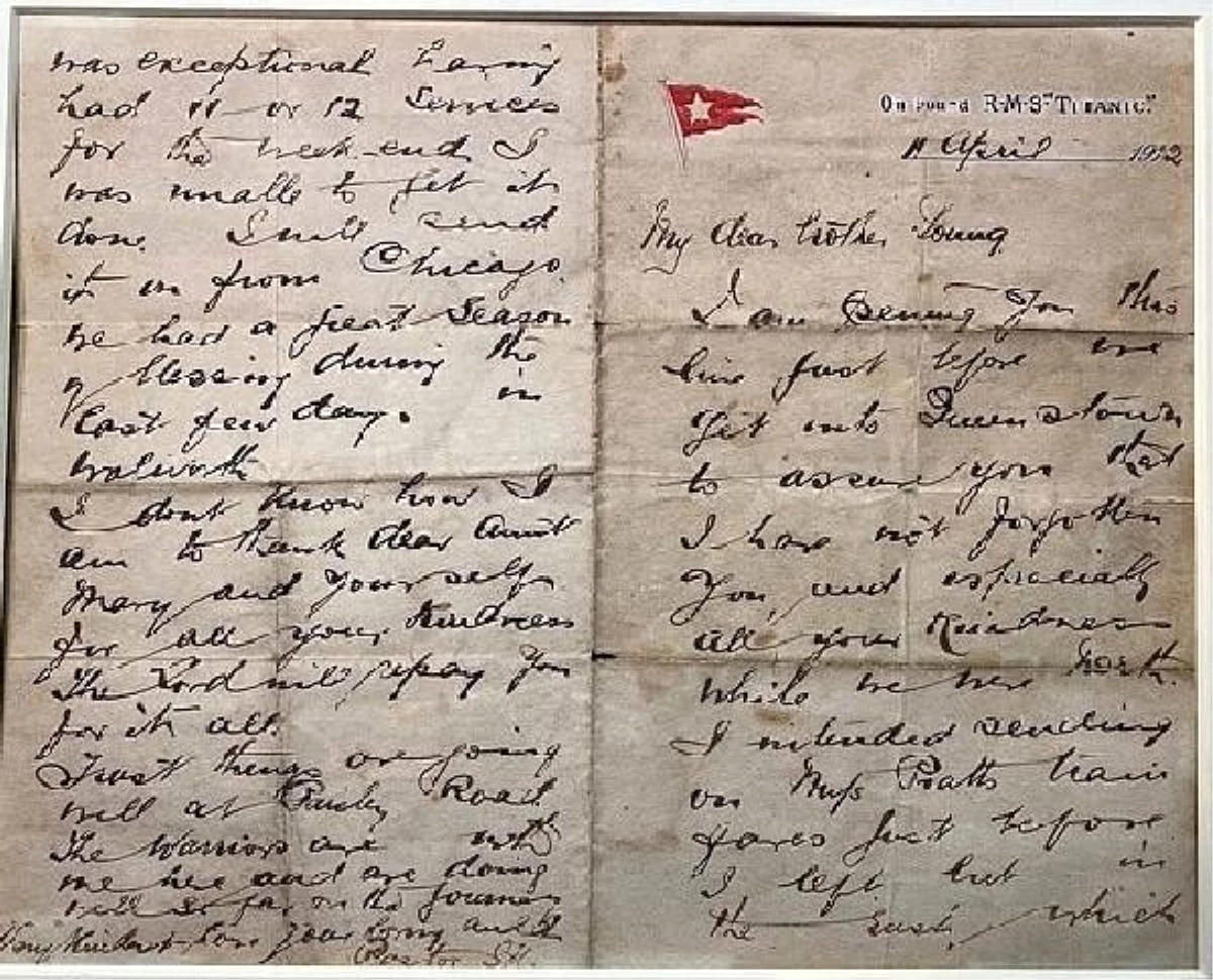 Batan Titanic gemisinde ölen papazın yazdığı mektup açık artırmada