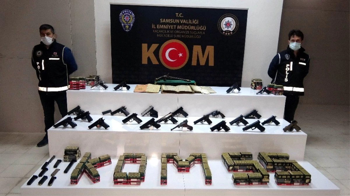 Samsun\'da iş adamı 24 adet tabanca ve 6 bin 950 mermiyle yakalandı