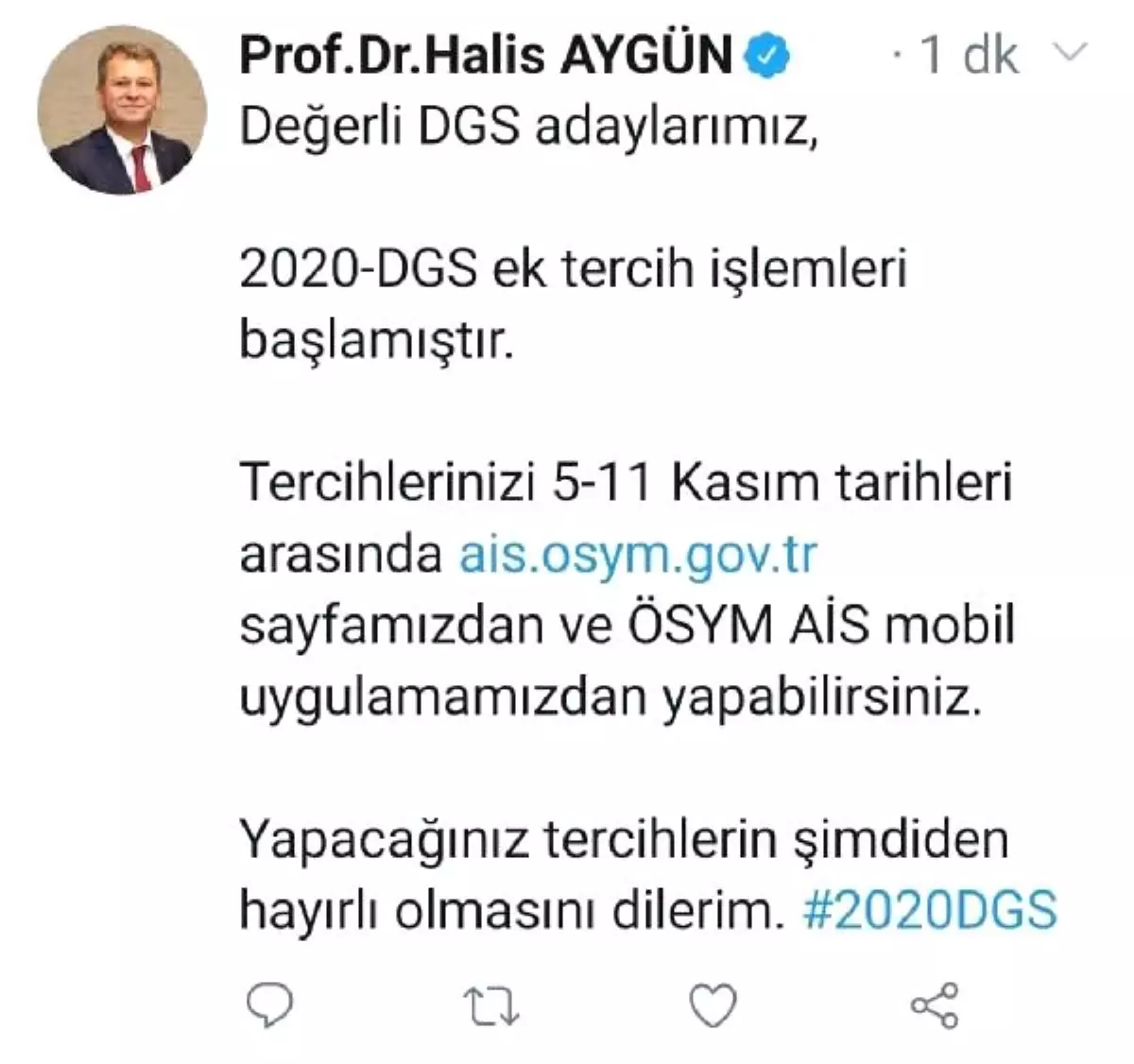 2020 DGS ek tercih işlemleri başladı