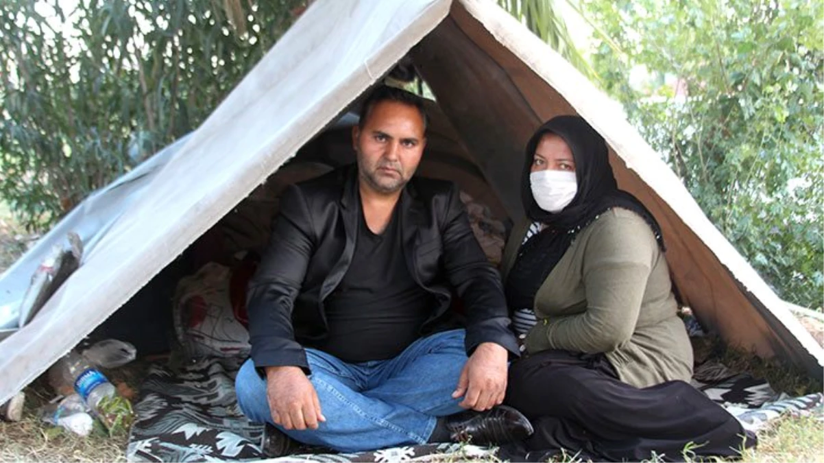 İnternette gördükleri iş ilanı üzerine Antalya\'ya gelen aile, 13 gündür çadırda kalıyor