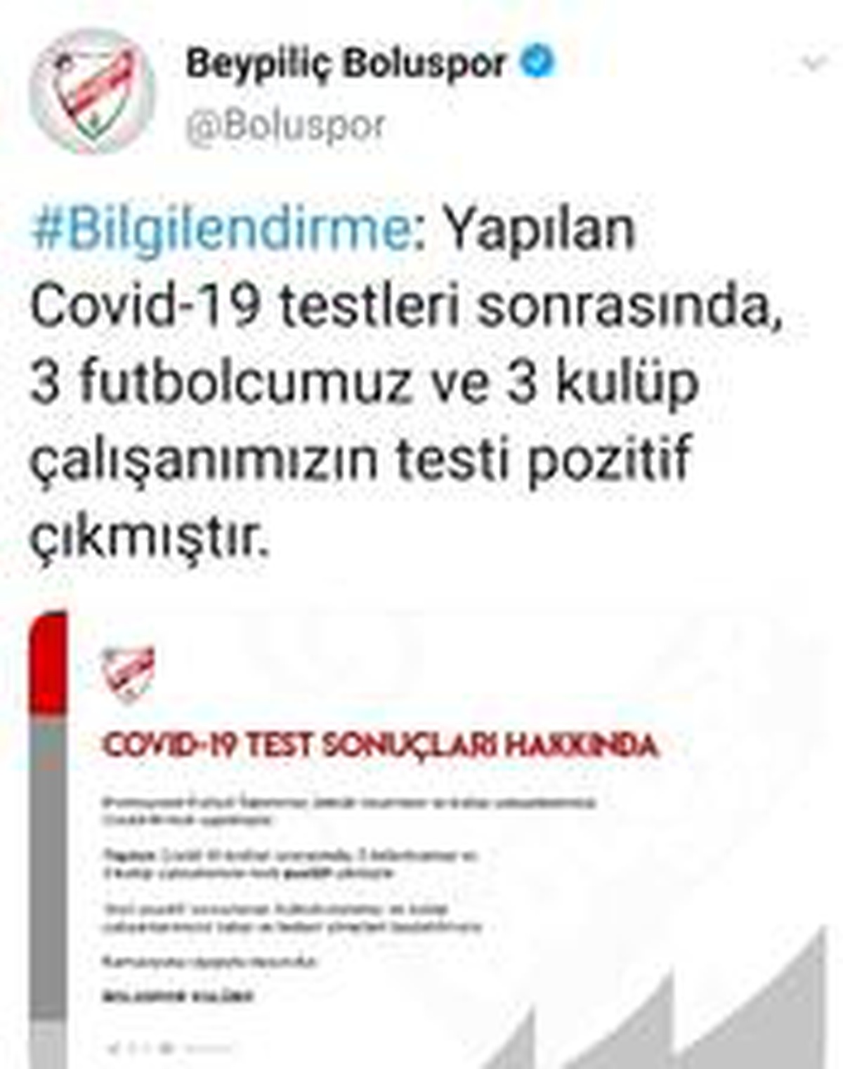 Boluspor\'da korona virüs şoku