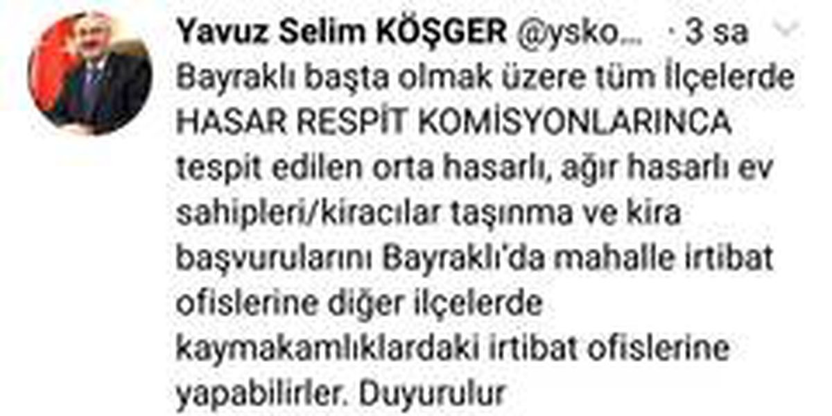 Vali Köşger\'den, deprem mağdurlarına çağrı