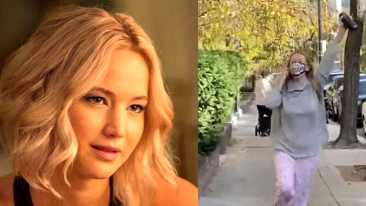 Jennifer Lawrence, Biden\'ın zaferini pijamalarıyla sokakta kutladı