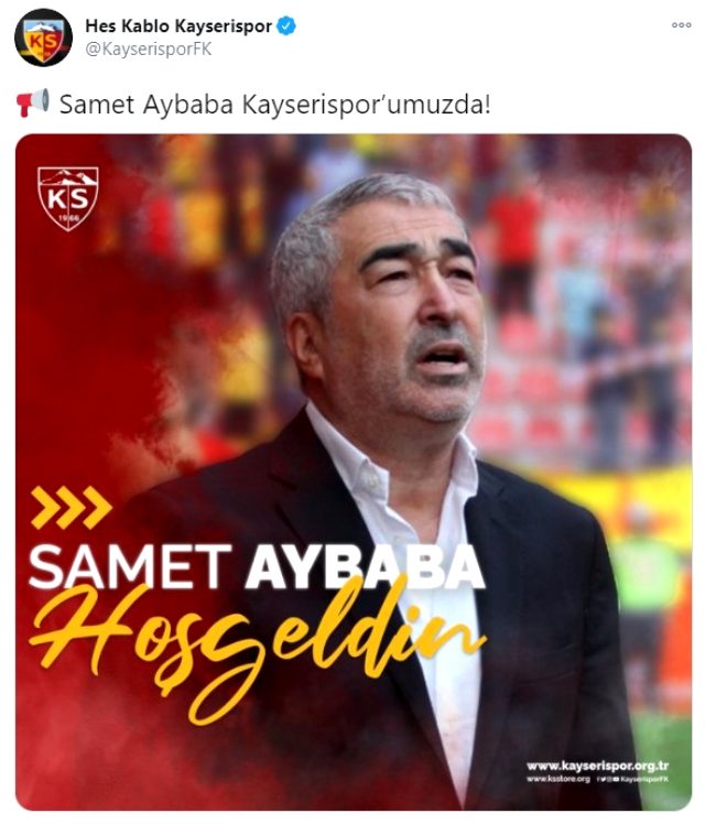Kayserispor, teknik direktör Samet Aybaba ile anlaştı