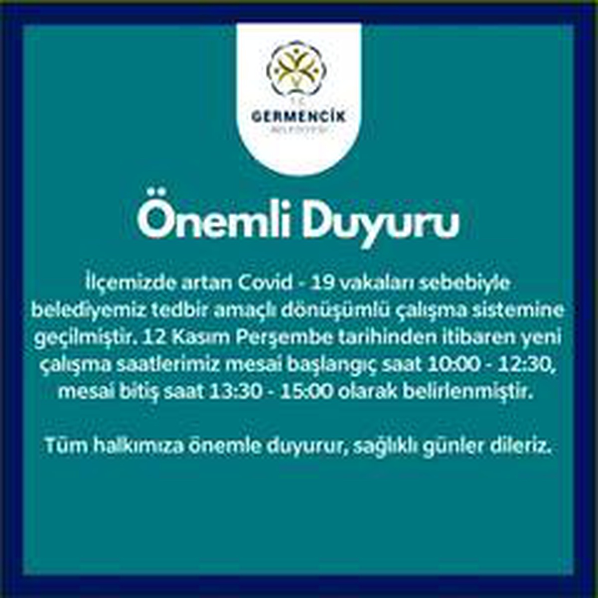 Germencik Belediyesi dönüşümlü çalışma sistemine geçti
