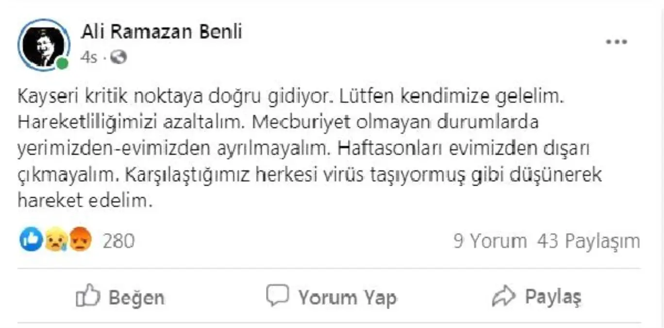 Kayseri İl Sağlık Müdürü Benli: Kayseri kritik noktaya doğru gidiyor