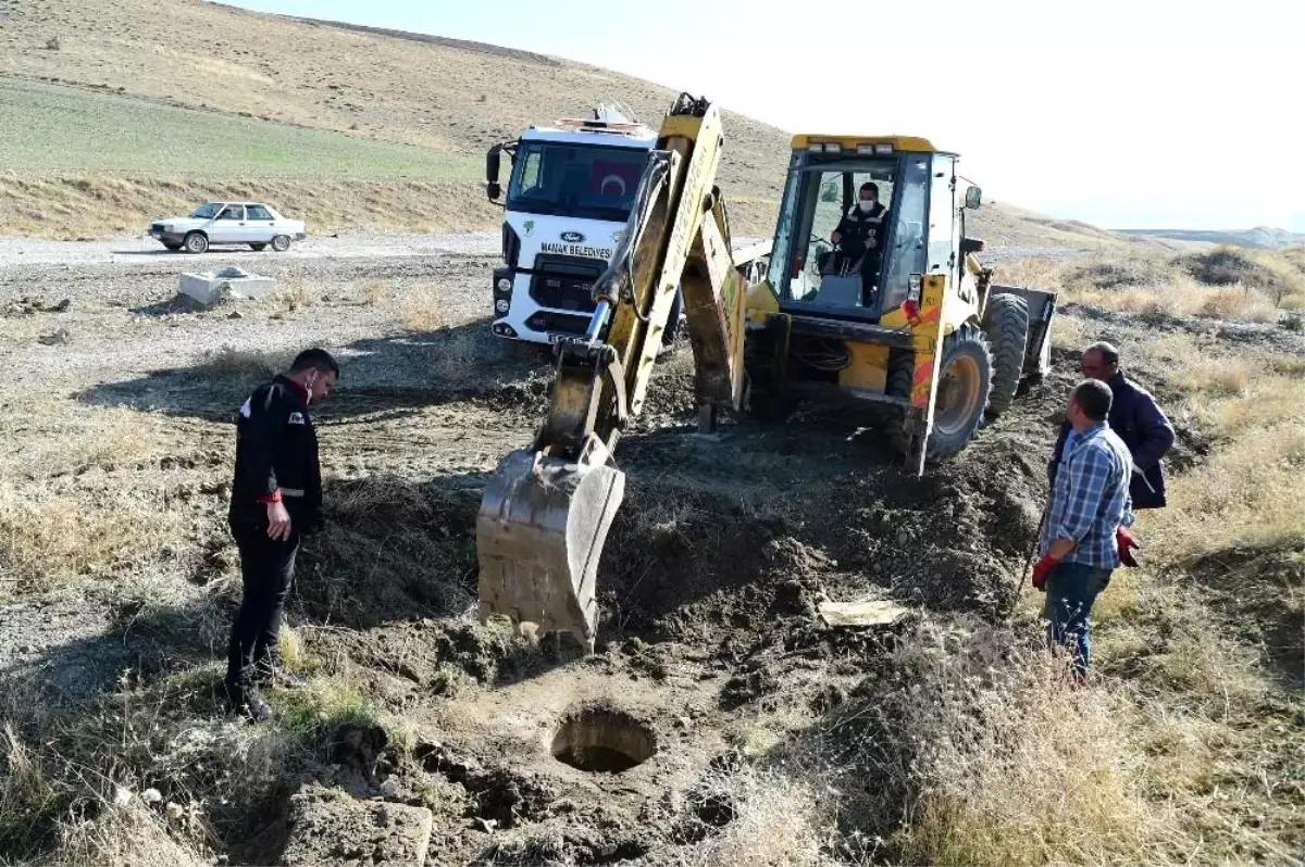 Foseptik çukuruna düşen eşek kurtarıldı