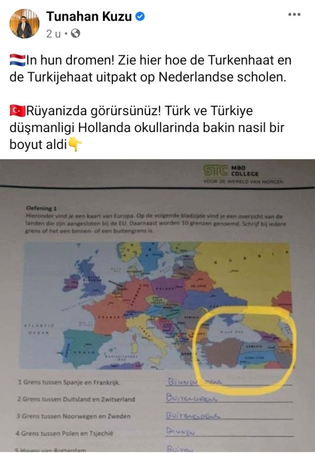 Hollanda'da Türkiye'yi parçalanmış gösteren harita, Türk milletvekilin tepkisi üzerine düzeltildi