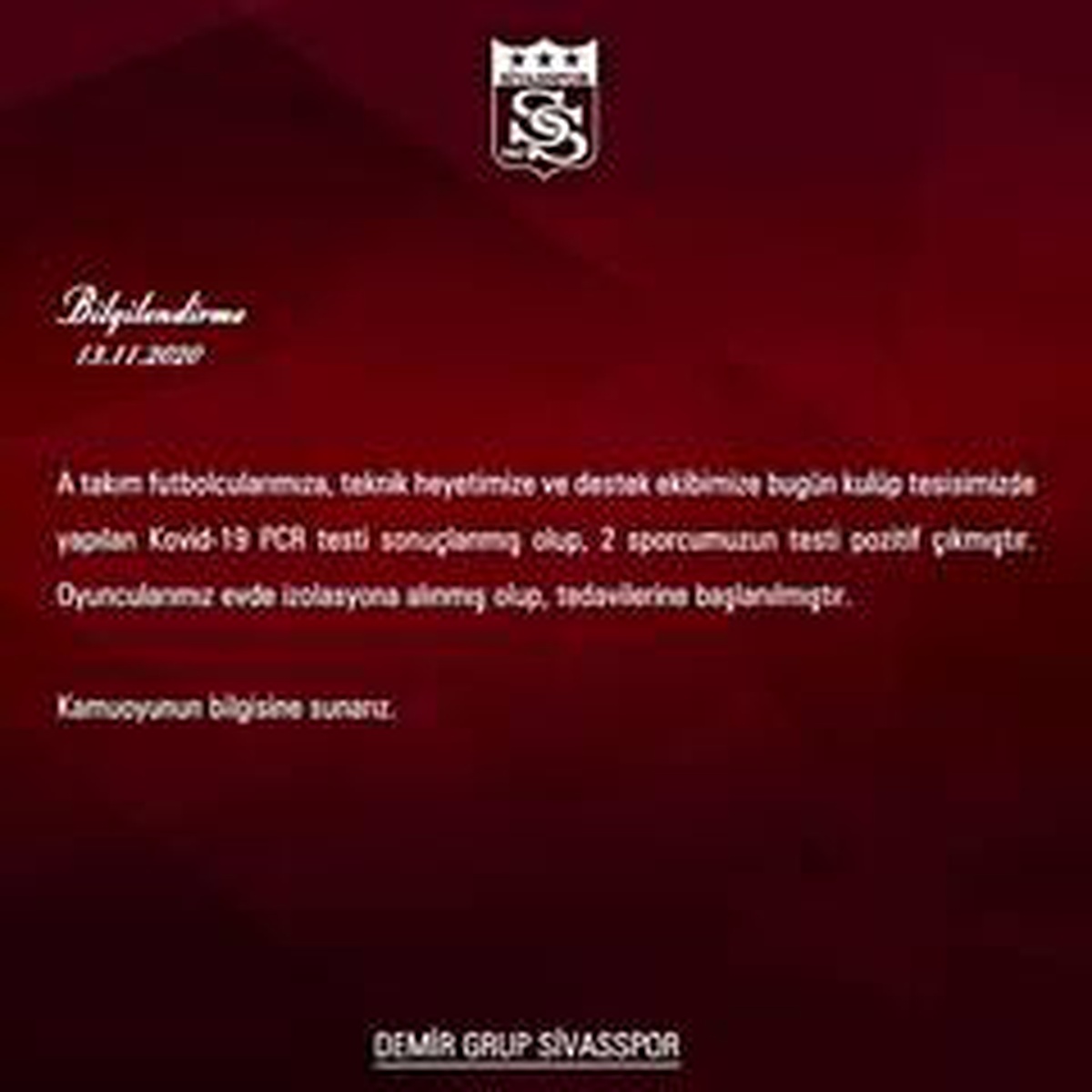 Sivasspor\'da korona virüs şoku!