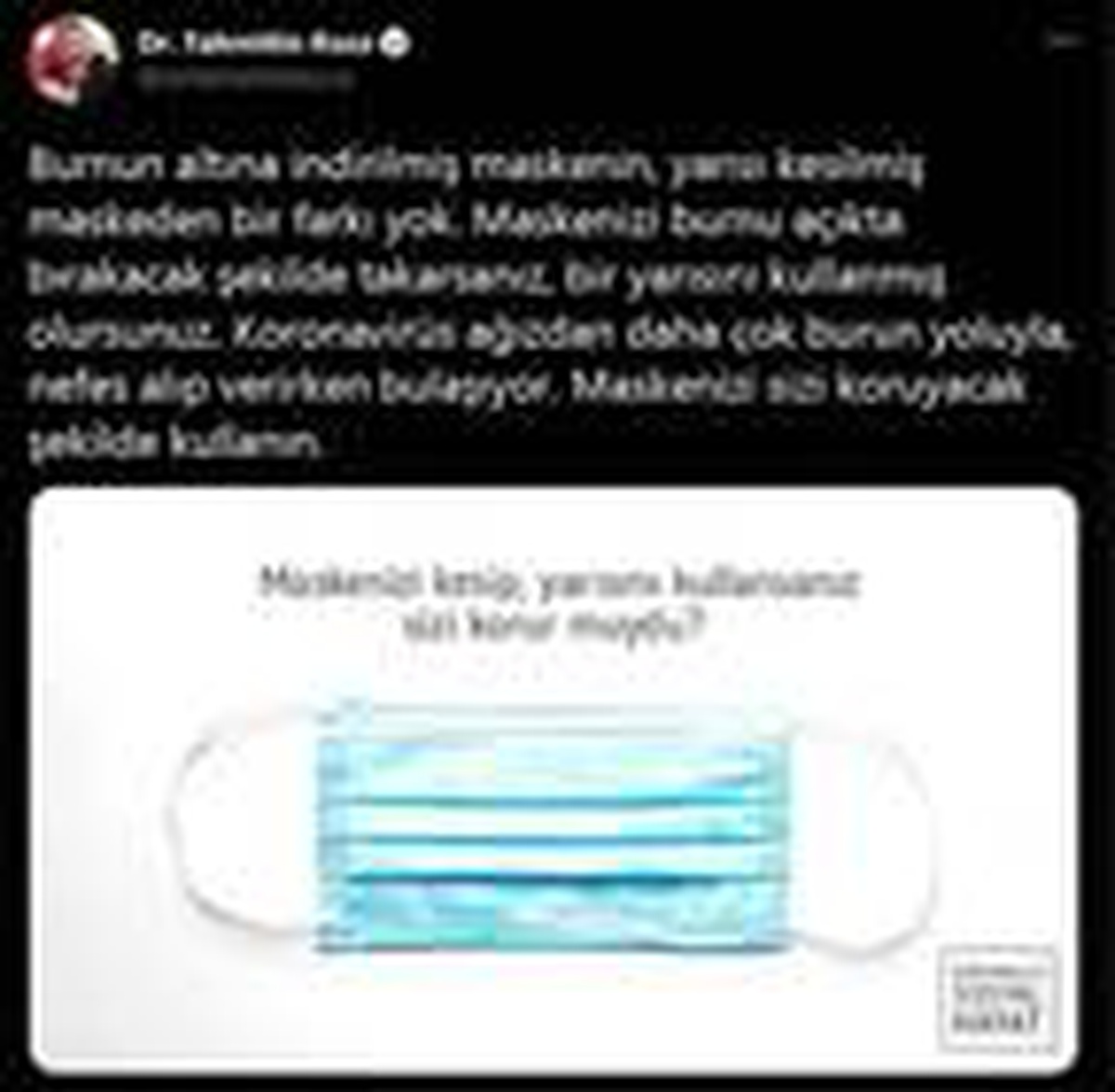 Son dakika haber... Bakan Koca: Burnun altına indirilen maskenin, yarısı kesik maskeden farkı yok
