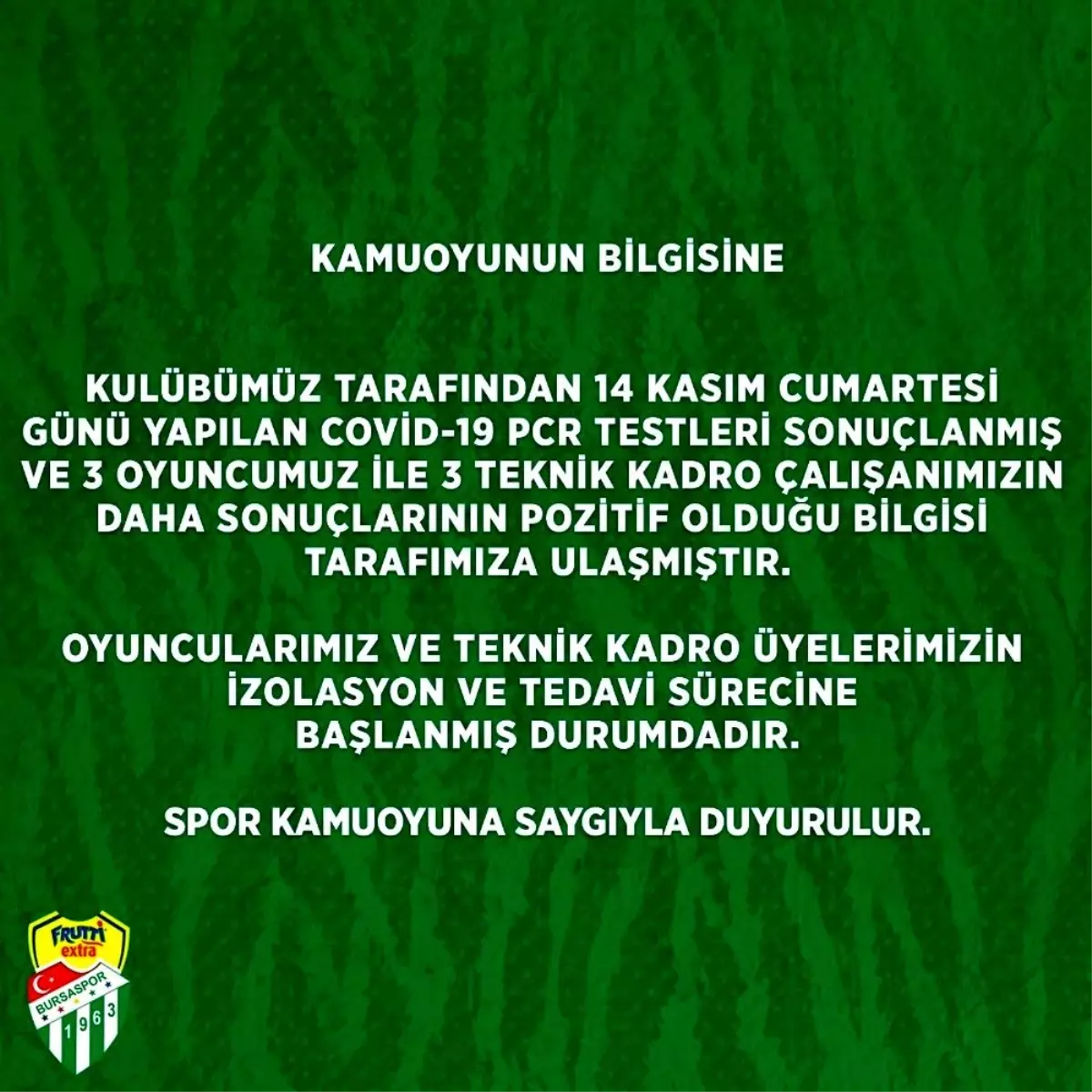 Frutti Extra Bursaspor\'da 6 kişinin daha Covid-19 testi pozitif çıktı