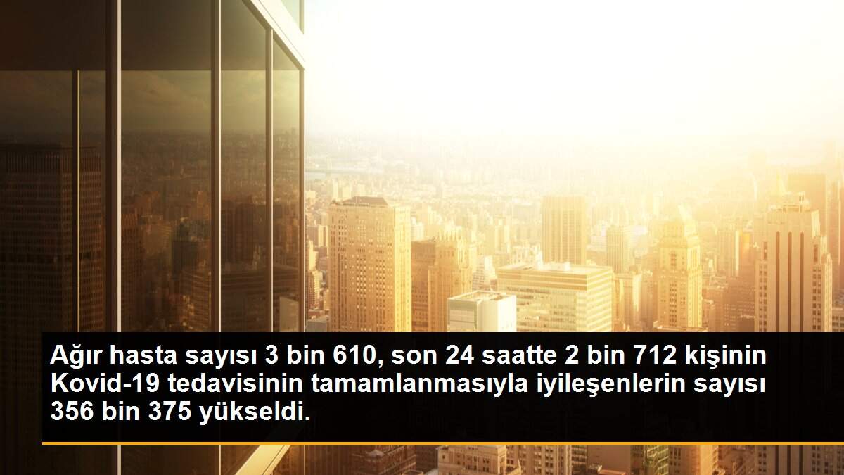 Son dakika: Ağır hasta sayısı 3 bin 610, son 24 saatte 2 bin 712 kişinin Kovid-19 tedavisinin tamamlanmasıyla iyileşenlerin sayısı 356 bin 375 yükseldi.