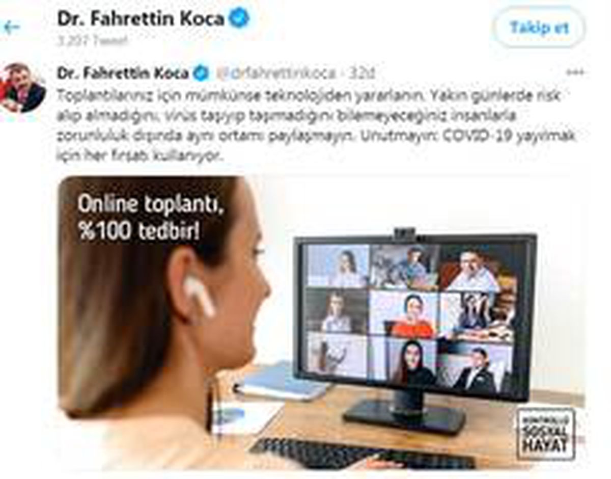 Son dakika haberleri | Bakan Koca\'dan toplantılar için teknolojiden yararlanın tavsiyesi