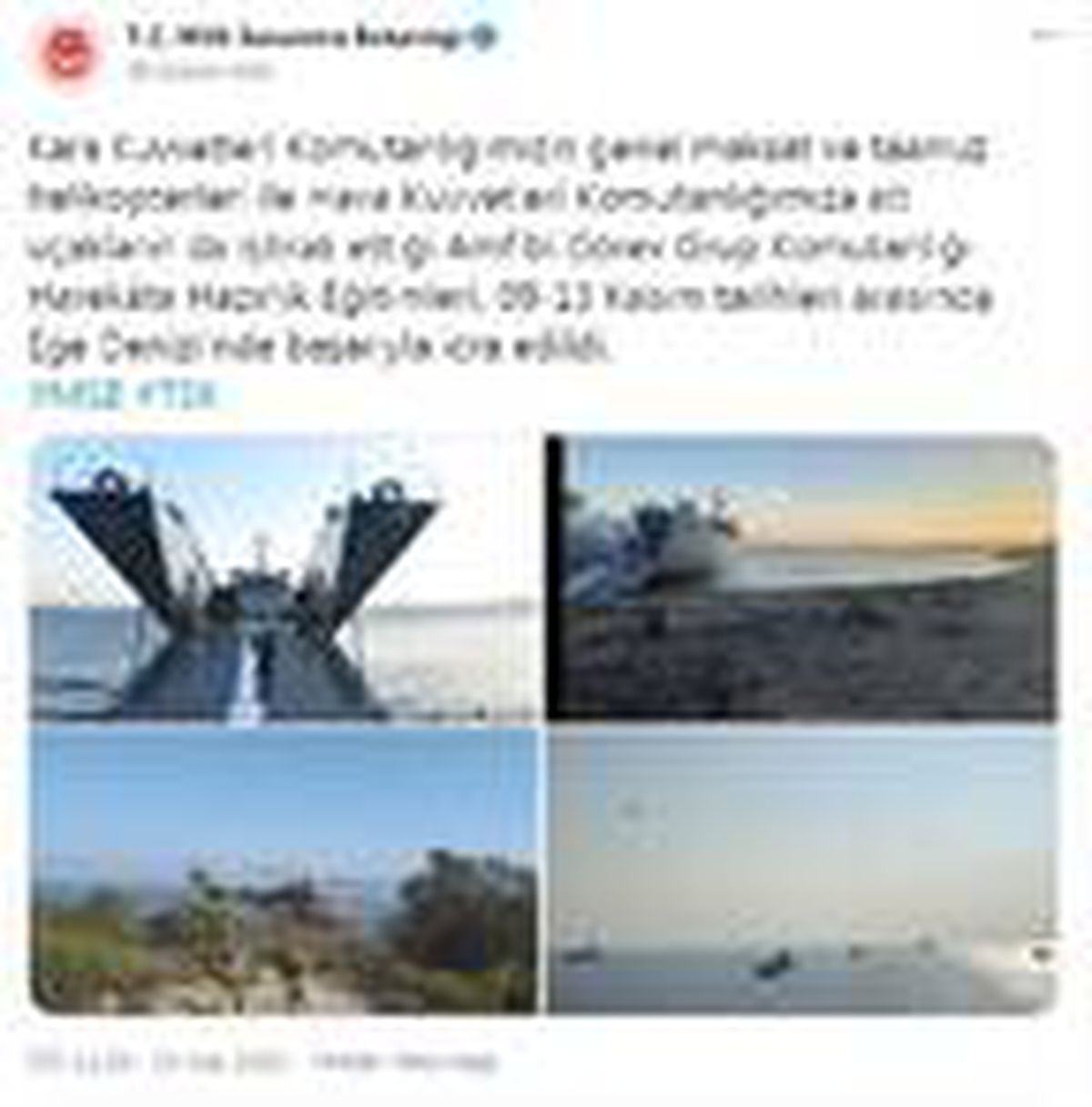 Ege Denizi\'nde Amfibi Görev Grup Komutanlığı Harekata Hazırlık Eğitimleri yapıldı
