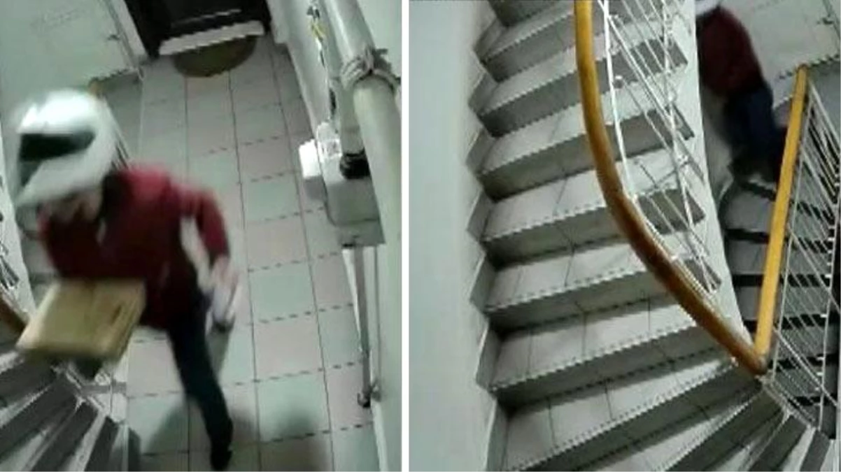 Beşiktaş\'ta sipariş getirdiği apartmanın merdivenlerine idrarını yapan kurye kamerada