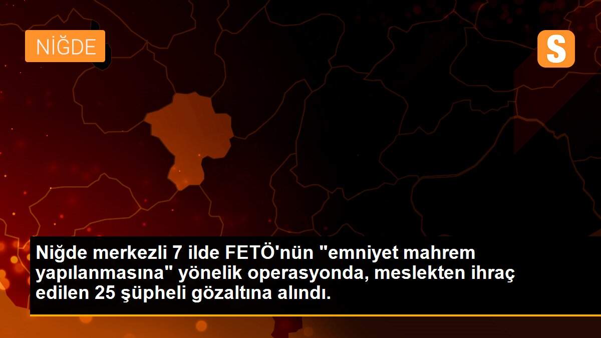 Niğde merkezli 7 ilde FETÖ\'nün "emniyet mahrem yapılanmasına" yönelik operasyonda, meslekten ihraç edilen 25 şüpheli gözaltına alındı.