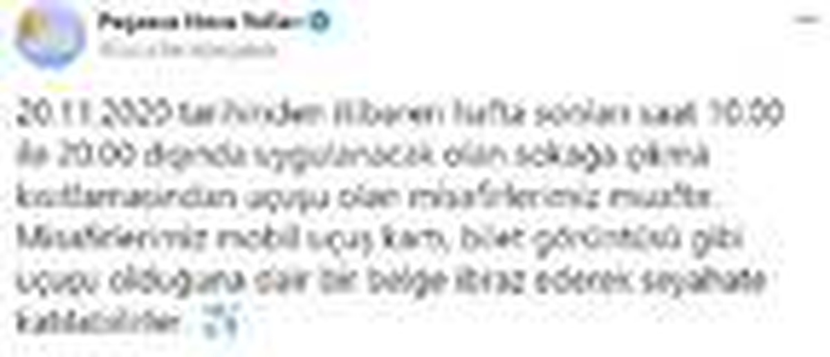 Pegasus\'tan sokağa çıkma kısıtlaması ile ilgili açıklama