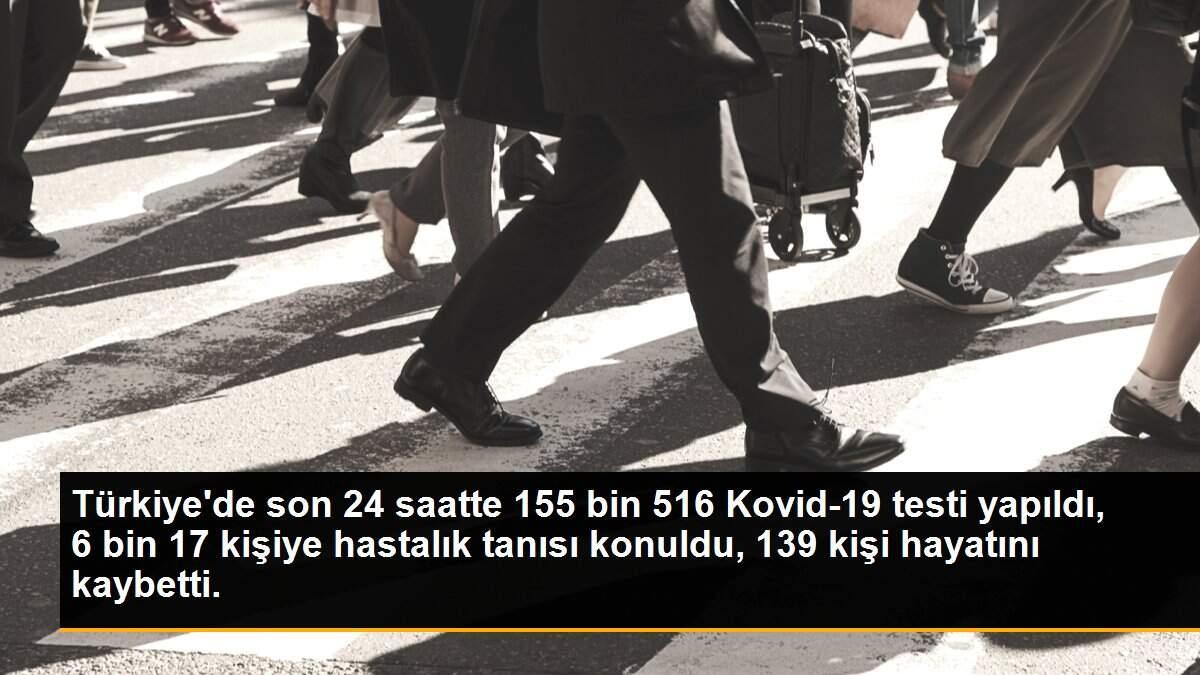 Son dakika haberi! Türkiye\'de son 24 saatte 155 bin 516 Kovid-19 testi yapıldı, 6 bin 17 kişiye hastalık tanısı konuldu, 139 kişi hayatını kaybetti.