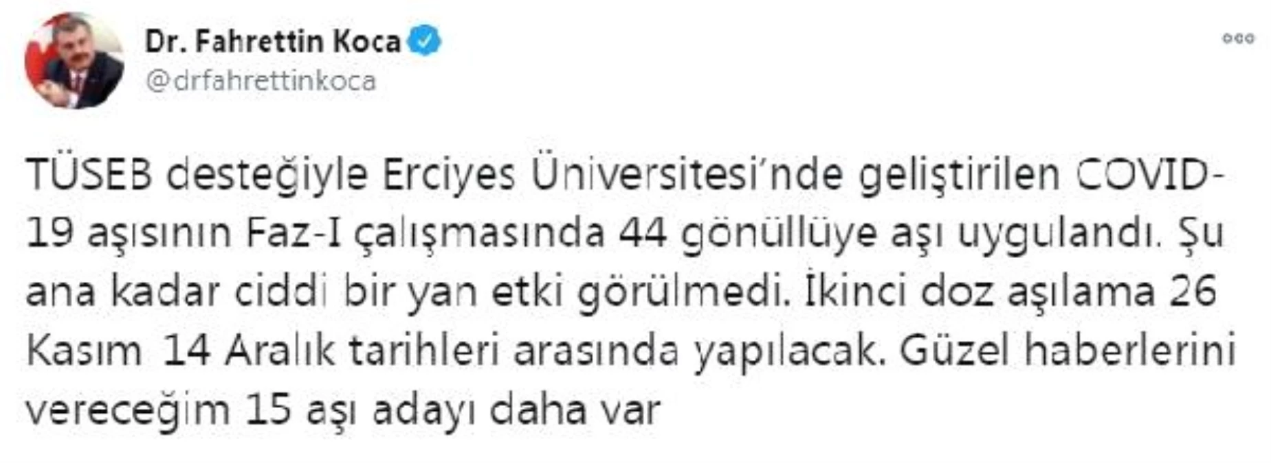 Son Dakika | Bakan Koca: 44 gönüllüye aşı uygulandı