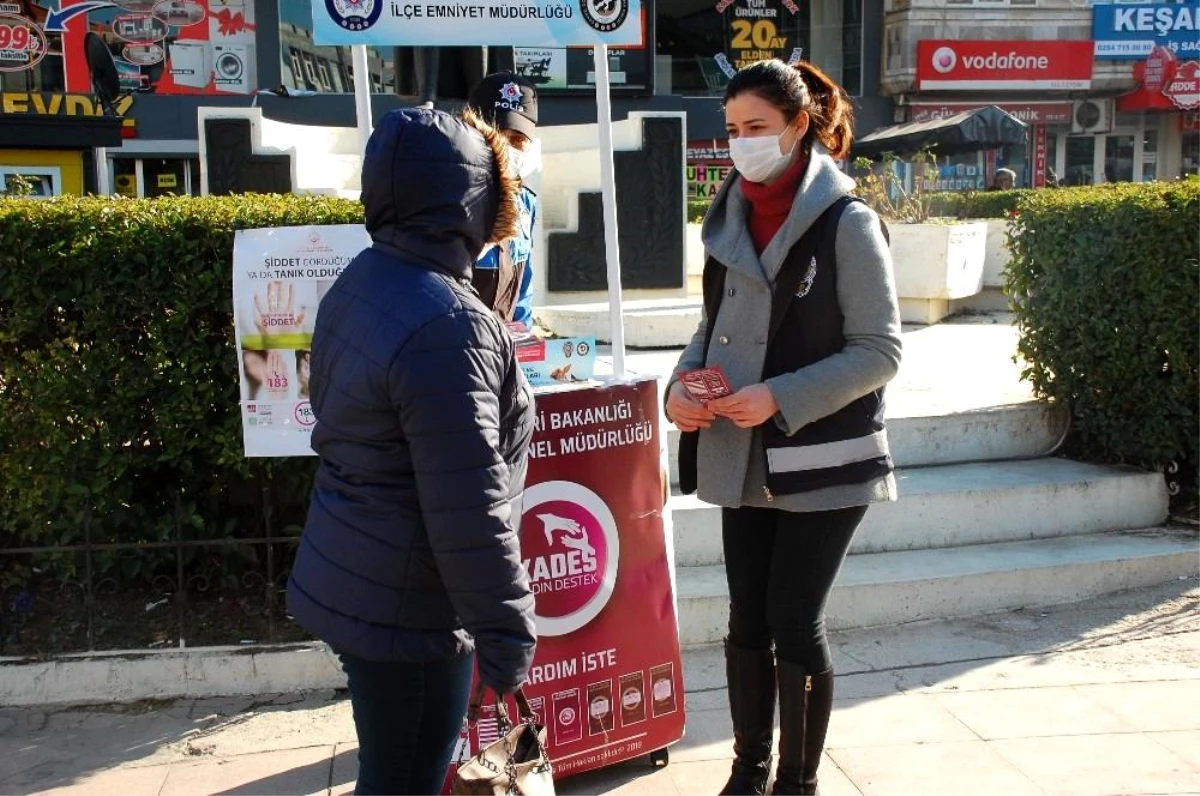 Keşan Emniyeti, kadına yönelik şiddete karşı broşür dağıttı