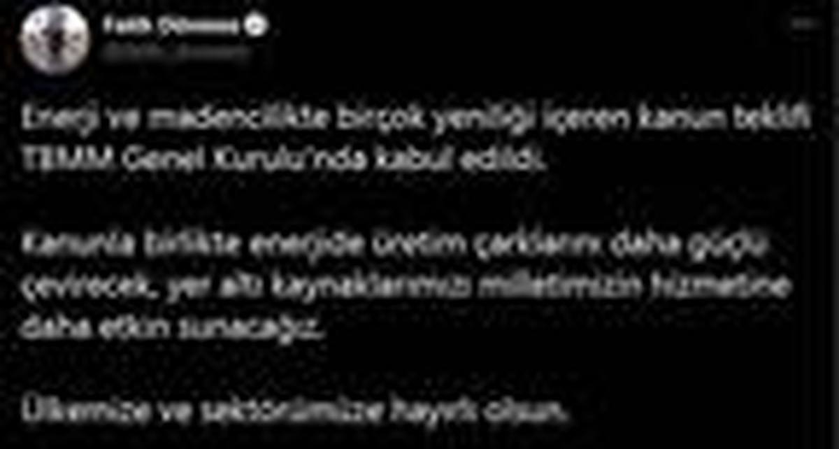 Son dakika... Bakan Dönmez: Yer altı kaynaklarımızı milletimizin hizmetine daha etkin sunacağız