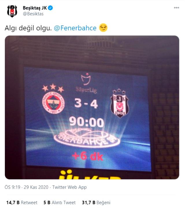 Beşiktaş'tan Fenerbahçe'ye maç sonu çifte gönderme