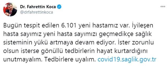 Son Dakika: Türkiye'de 1 Aralık günü koronavirüs nedeniyle 190 kişi vefat etti, 30 bin 110 yeni vaka tespit edildi