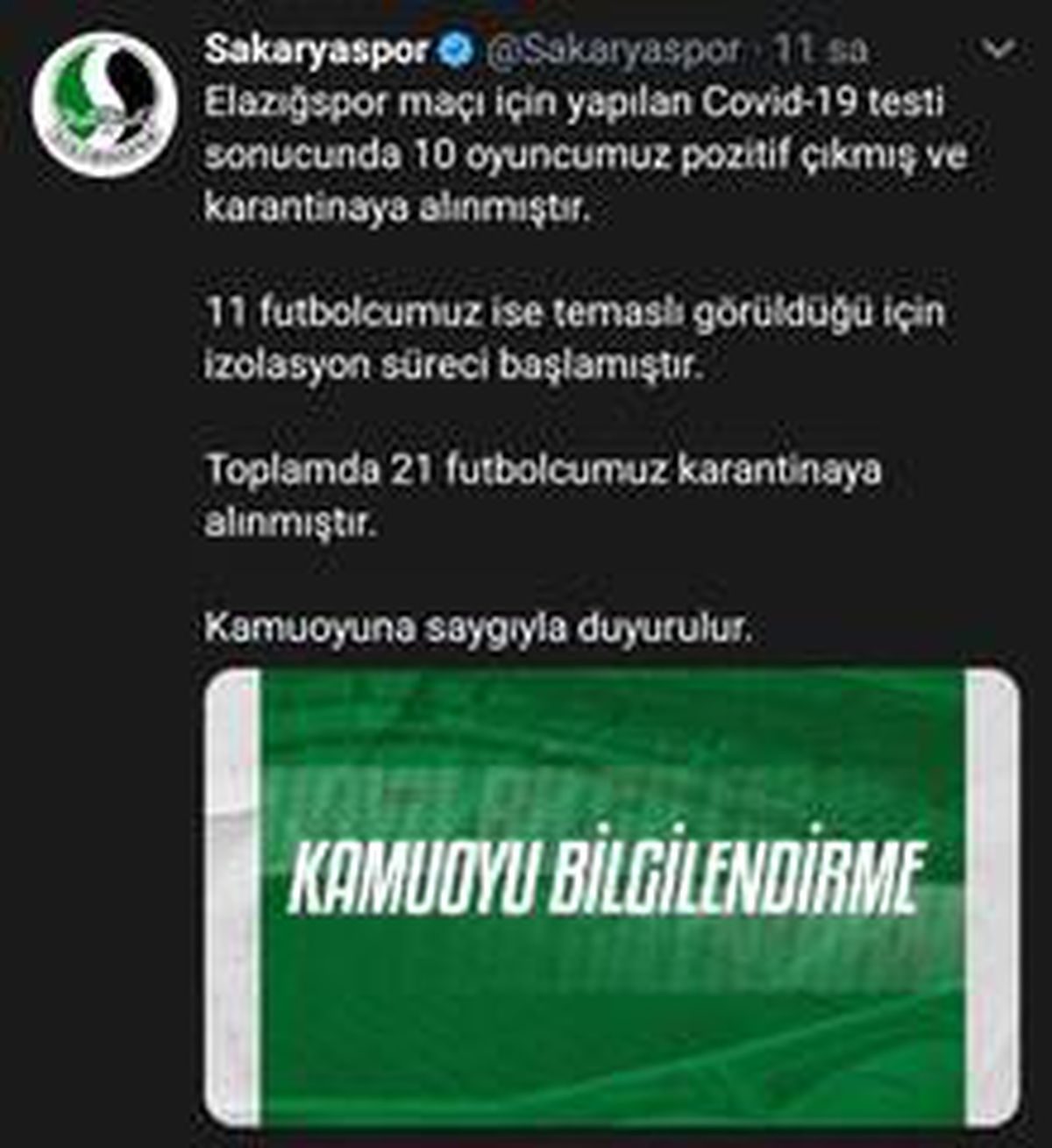 Korona virüs nedeniyle Sakaryasor\'da yarın maça çıkacak oyuncu kalmadı