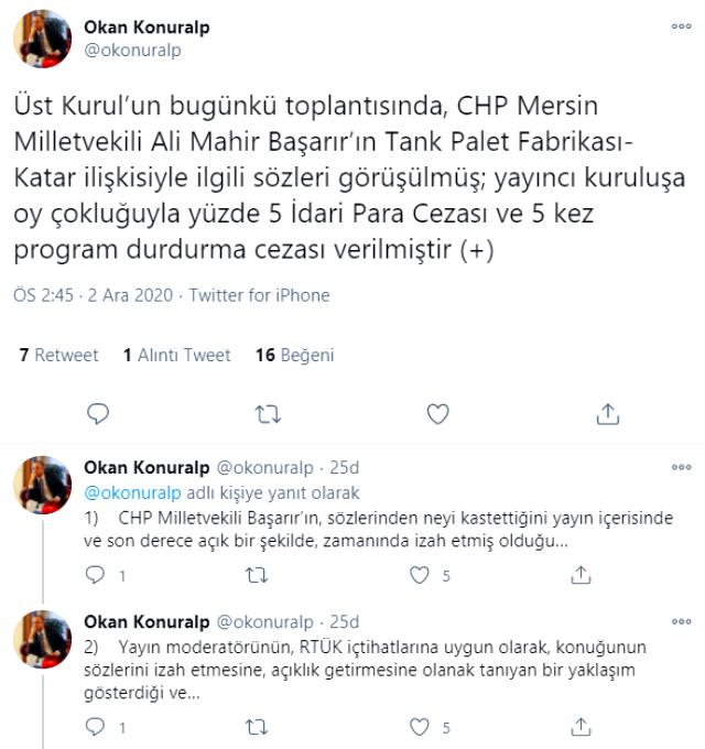 RTÜK, CHP'li Başarır'ın sözleri nedeniyle Habertürk'e %5 idari para ve 5 kez program durdurma cezası verdi