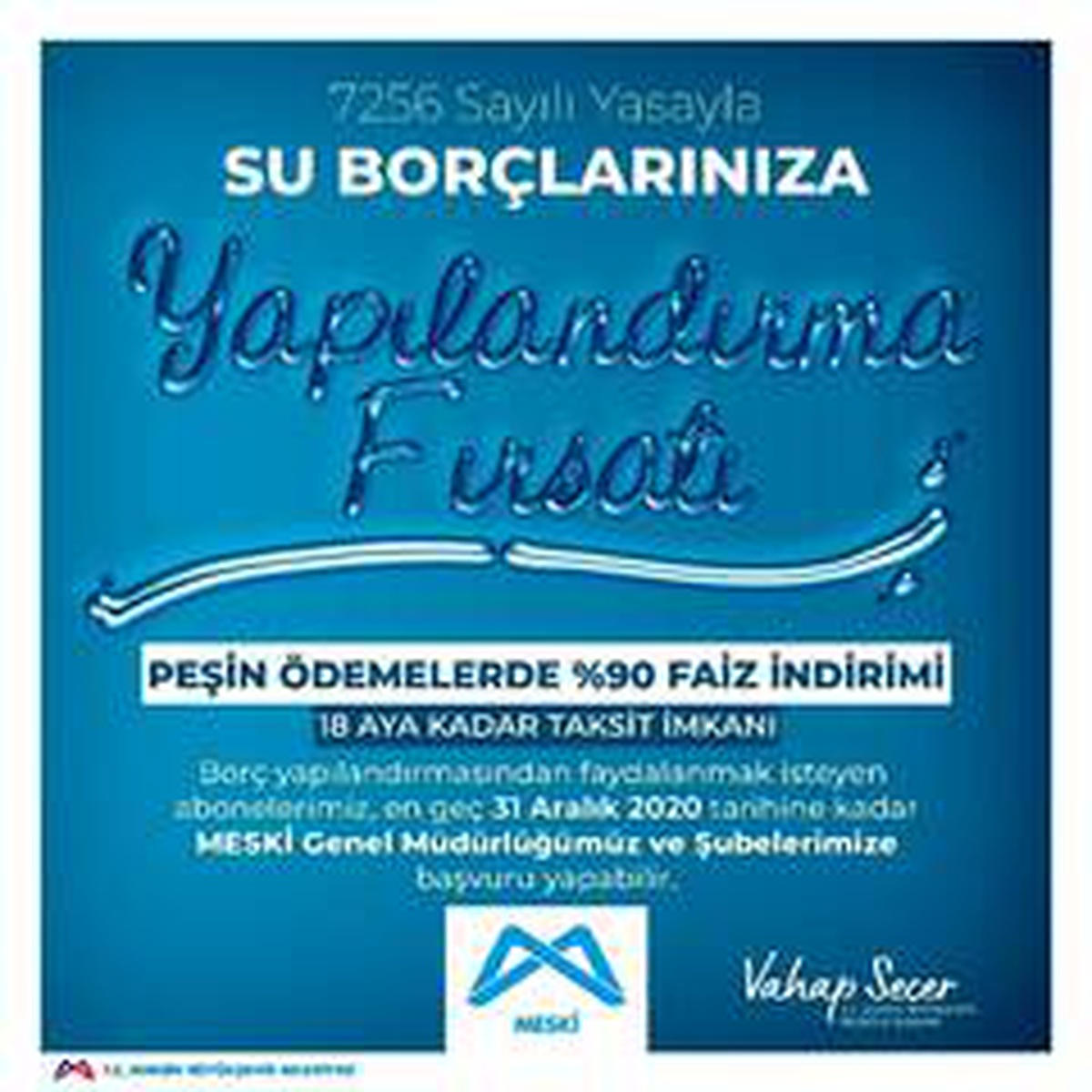 MESKİ su faturası borçlarını yapılandırıyor