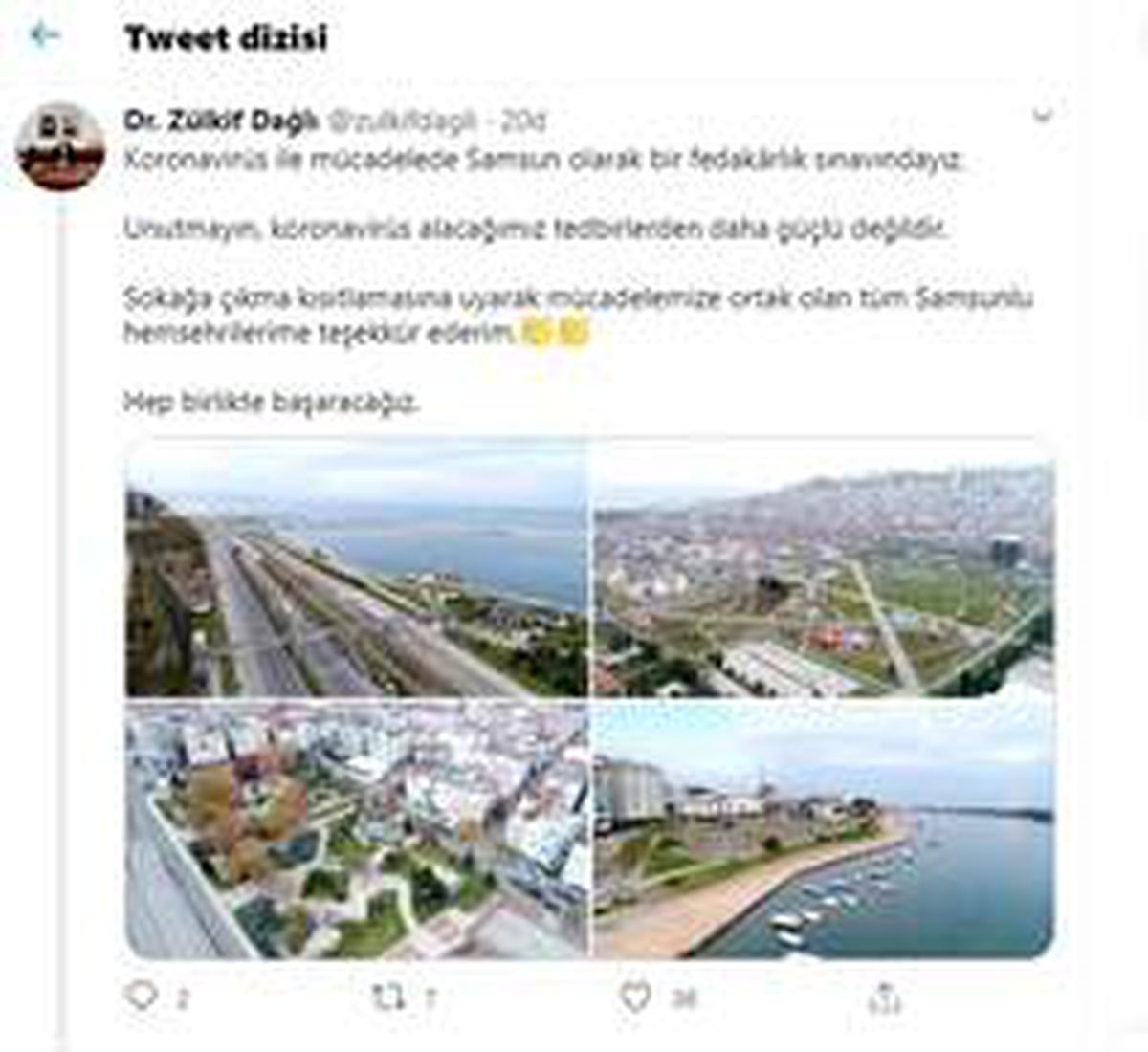 Vali Dağlı\'dan Samsunlulara teşekkür