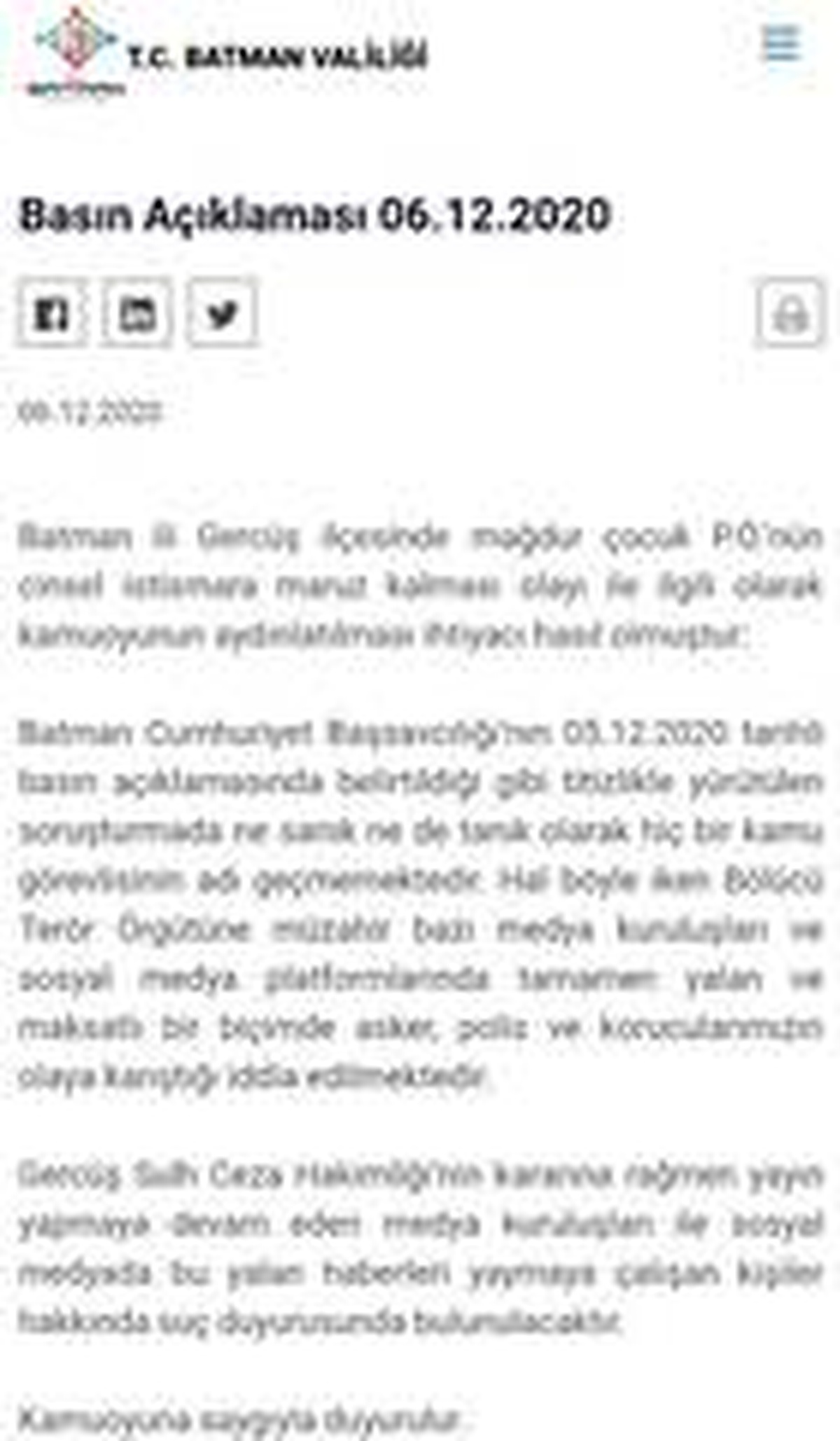Soylu\'dan Batman\'daki çocuğun cinsel istismarıyla ilgili asılsız paylaşımlara tepki Açıklaması