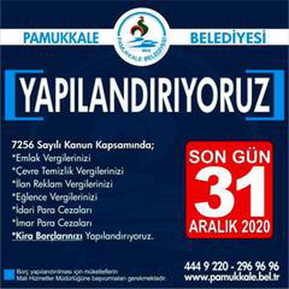 Pamukkale Belediyesinden çeşitli borcu olan vatandaşlara yapılandırma imkanı