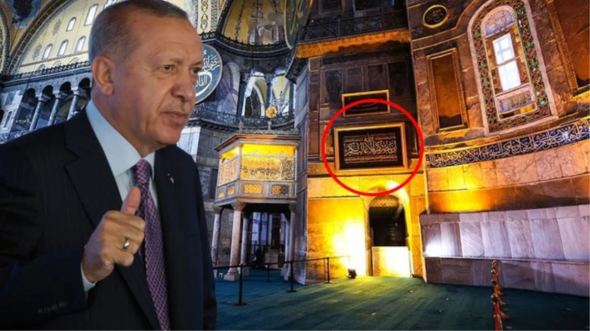 Cumhurbaşkanı Erdoğan, Ayasofya Camisi\'ne hat tablosu bağışladı