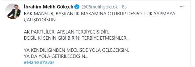 Melih Gökçek, Mansur Yavaş'ı tehdit etti: Ya yola geleceksin, ya da getirileceksin