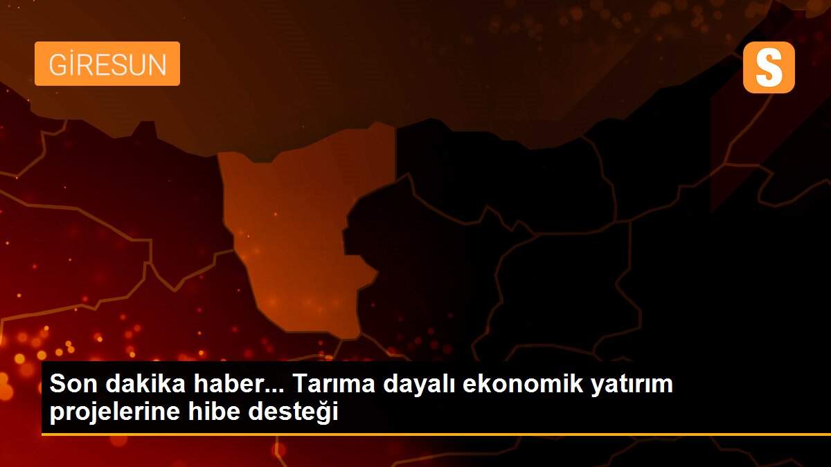 Son dakika haber... Tarıma dayalı ekonomik yatırım projelerine hibe desteği