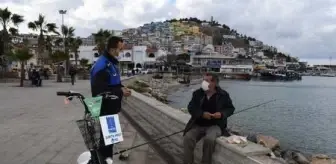 Son dakika! Kuşadası'nda olta balıkçılarına koronavirüs denetimi