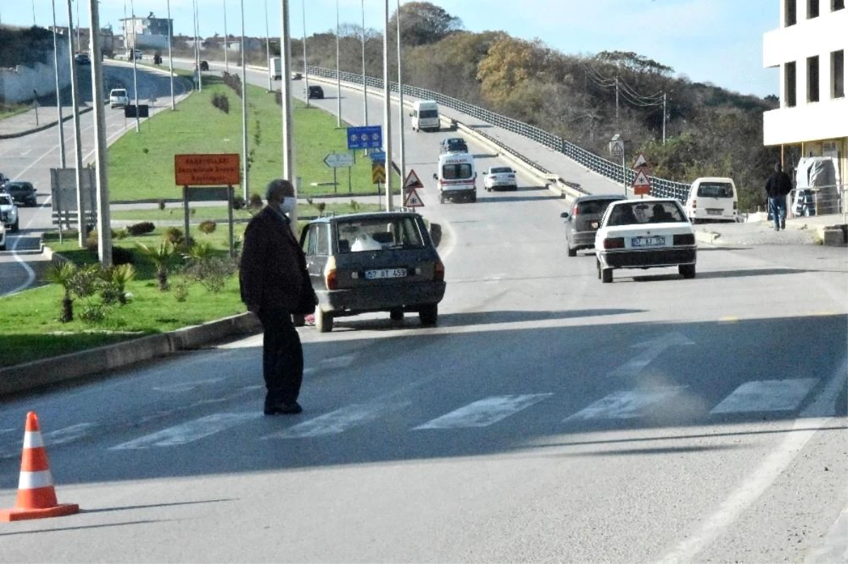 Sinop\'ta otomobil yayaya çarptı: 1 yaralı