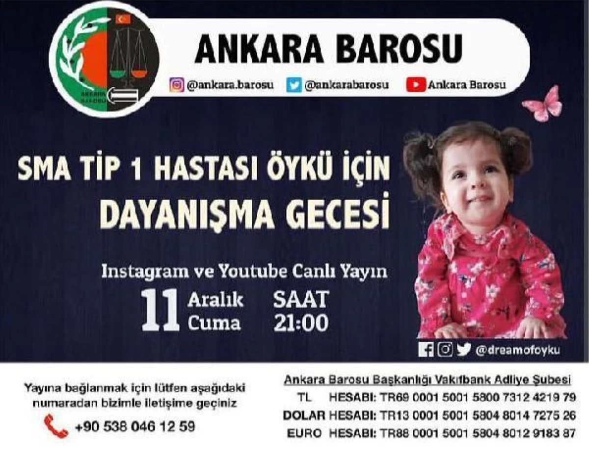 Ankara Barosu\'ndan, SMA hastası Öykü için yardım kampanyası