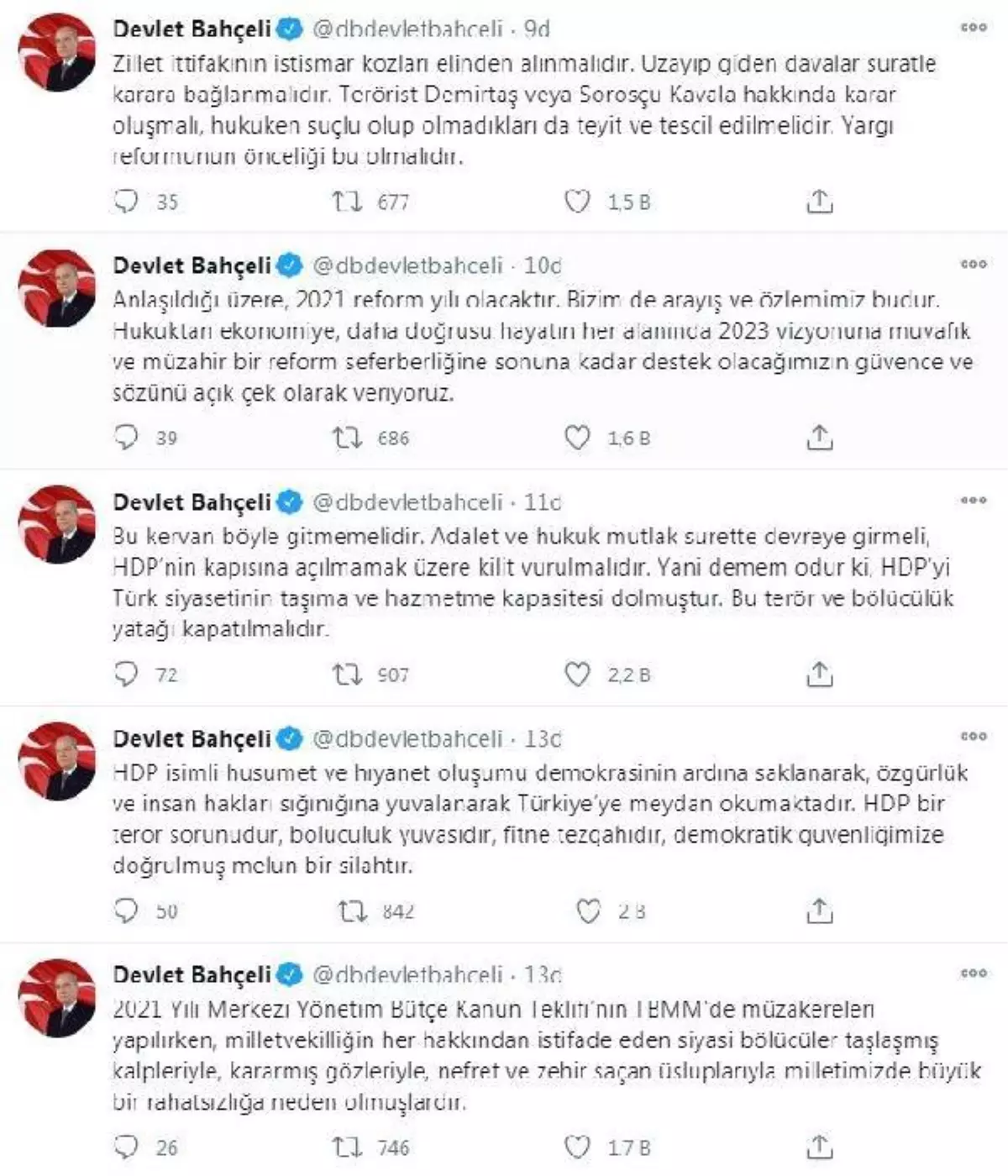 Son dakika haberleri: MHP Genel Başkanı Bahçeli: "HDP\'nin kapısına açılmamak üzere kilit vurulmalıdır"