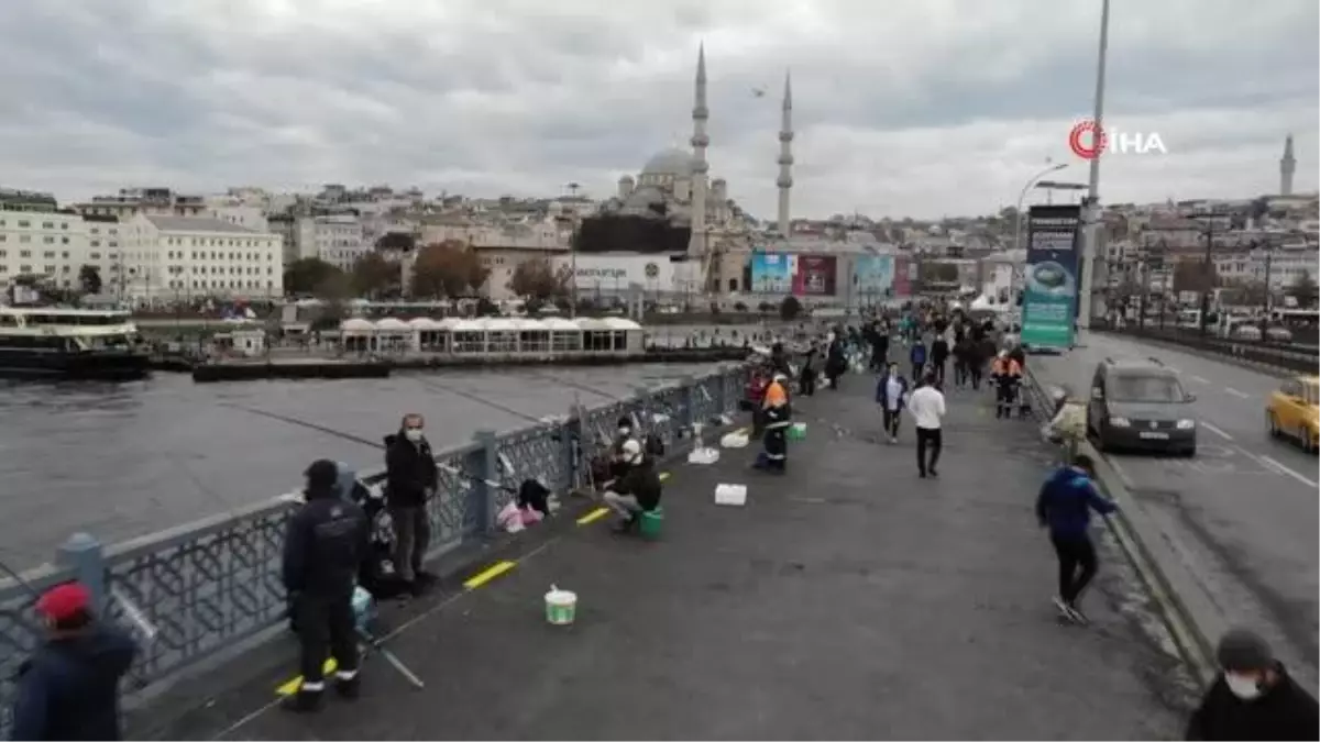 Galata Köprüsü\'nde olta balıkçılarına mesafe denetimi